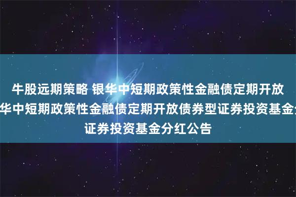 牛股远期策略 银华中短期政策性金融债定期开放债券: 银华中短期政策性金融债定期开放债券型证券投资基金分红公告